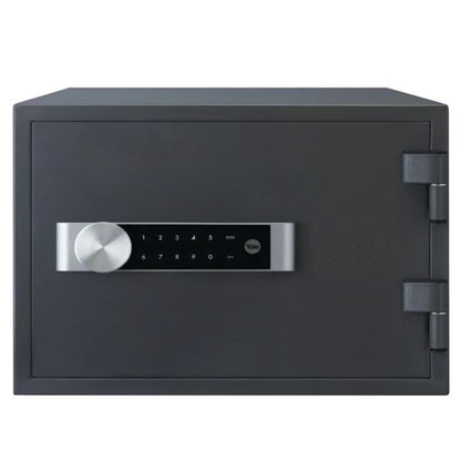 Front of black Yale Medium Fire Safe with digital keypad.