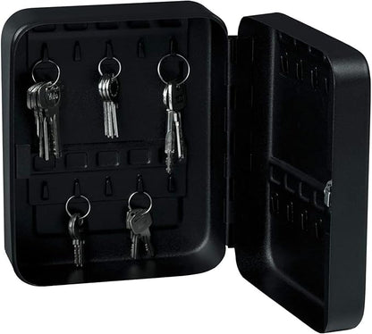 Yale Black Small Combination Lock Key Safe open with keys inside.