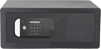 Front of black Yale Maximum Security Laptop Safe with digital keypad.
