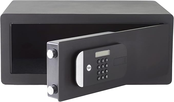Black Yale Maximum Security Laptop Safe with door open.