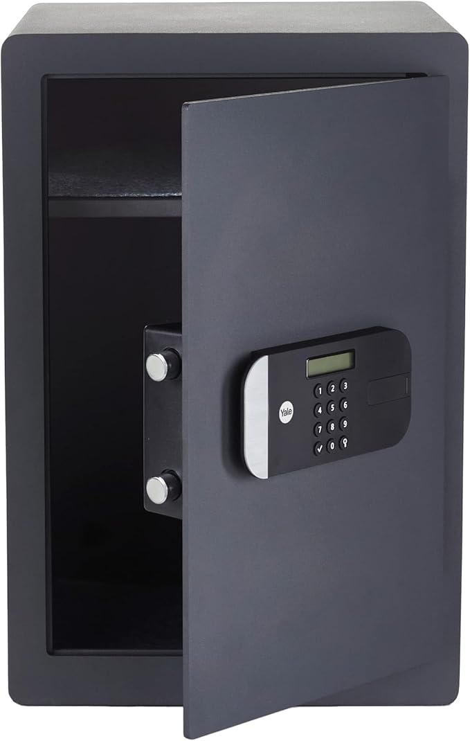 Black Yale Maximum Security Professional Safe with door open.