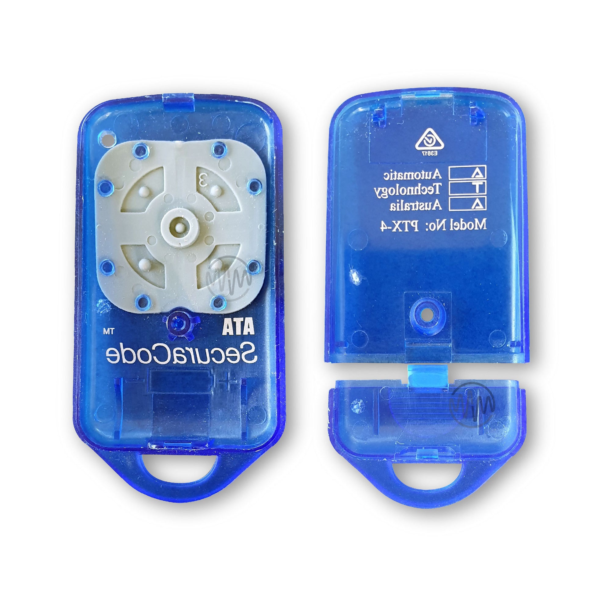 Blue replacement remote casing for PTX-4 model garage remotes