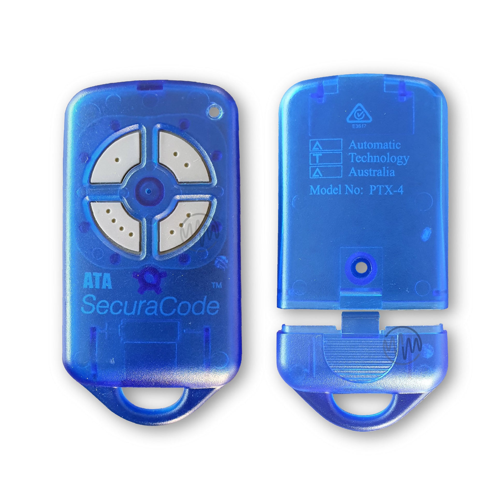 Blue replacement remote casing for PTX-4 model garage remotes