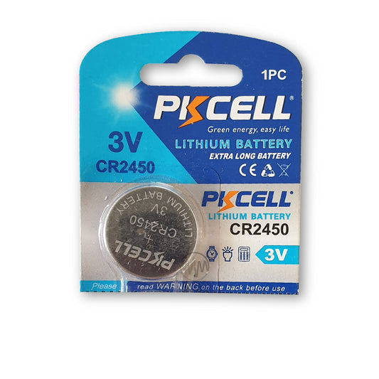 CR2450 3 Volt size Lithium battery, 1 piece, PK Cell brand