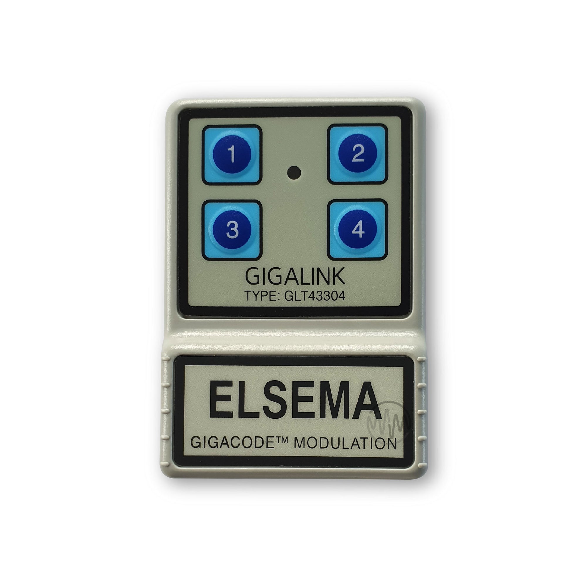 Large beige rectangle Gigalink GLT43304 remote with 4 raised blue numbered buttons