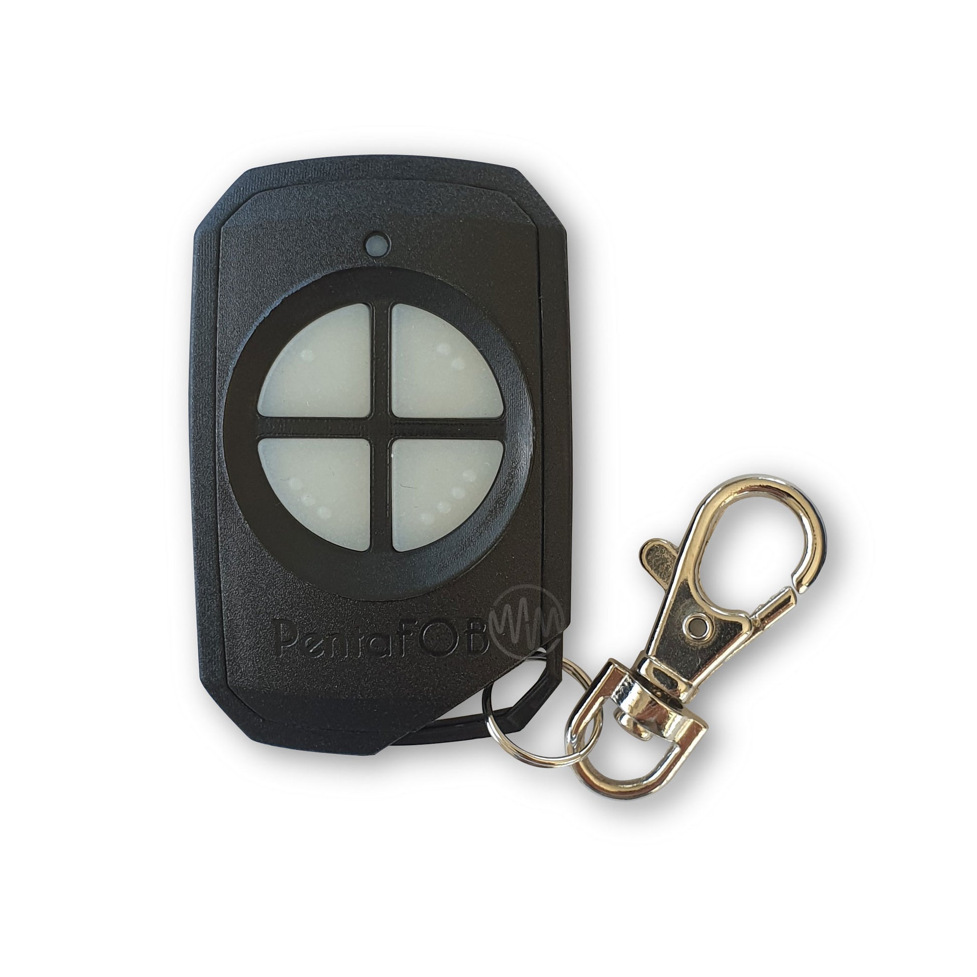Black Pentafob FOB43304 remote with 4 segmented white rubber buttons