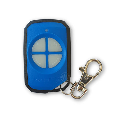 Blue Pentafob FOB43304 remote with 4 segmented white rubber buttons