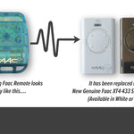 Faac blue TE4433H gate remote replaced by smaller rectangle white or black 4 button Faac XT4 433 SLH LR gate remotes
