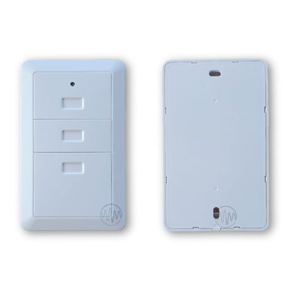 Garageace S6 white 3 button wireless wall mount garage remote front & back view