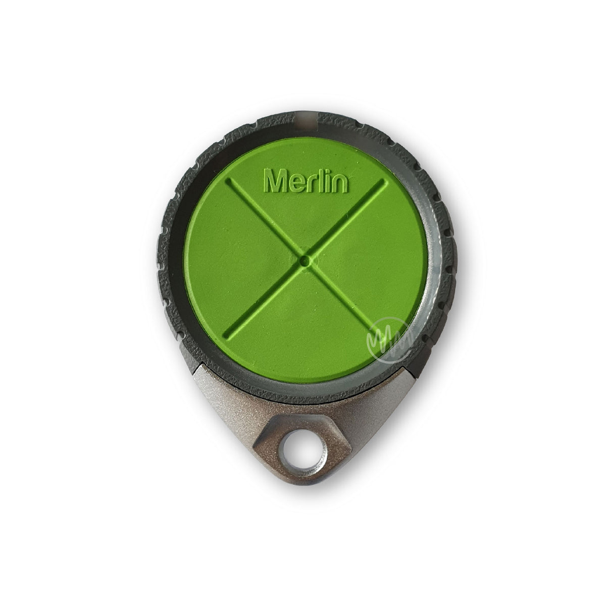 Genuine Merlin E980M ribbed edge round teardrop green & grey garage remote