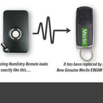 black rectangle Homentry remote replaced with Merlin E960M long thin rectangle remote