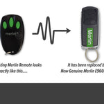 Merlin + C945 bear claw black & green remote replaced with E960M long thin black & green merlin remote