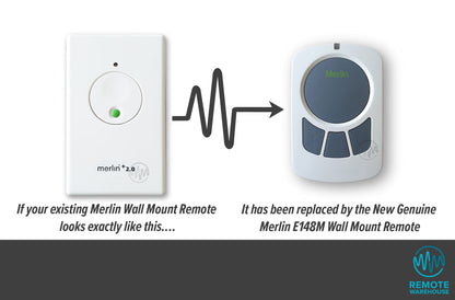 Merlin +2.0 White wall mount remote is replaced with Merlin E148M white wall remote with 4 grey buttons