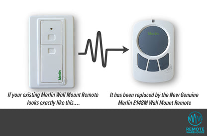 Merlin E138M white wall mount remote replaced with Merlin E148M white with 4 grey buttons wall remote