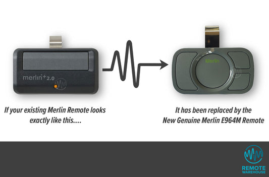 Merlin black single button sun visor remote +2.0 E940M is replaced with E964M updated grey sun visor remote