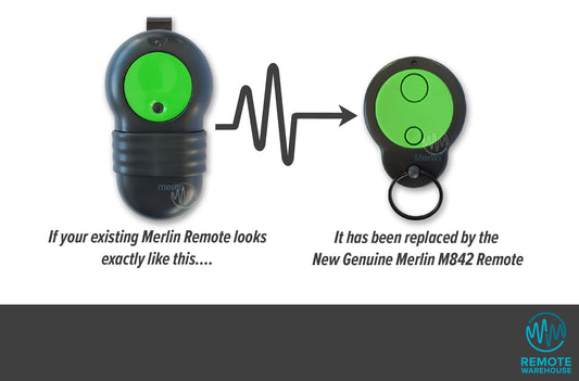 Merlin M832 large sun visor remote replaced with keyring style M842 garage remote