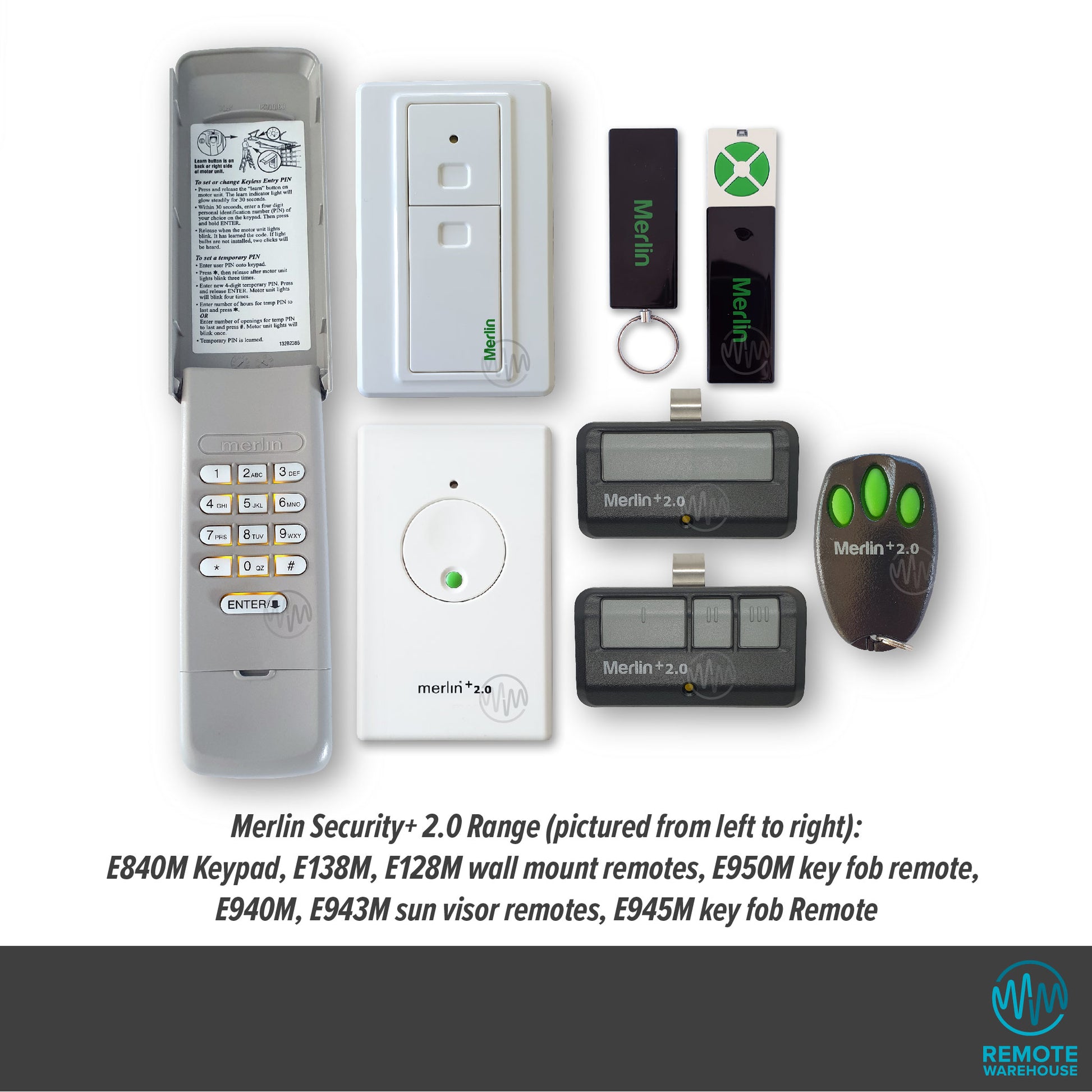 Merlin +2.0 garage & gate remote control & keypad range 