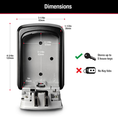 Master Lock MA5401 wall mount lockbox storage capacity & inner dimensions