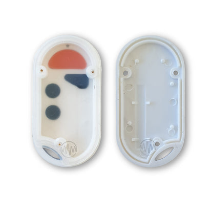 Replacement remote casing for orca orange button white oval shape garage remote