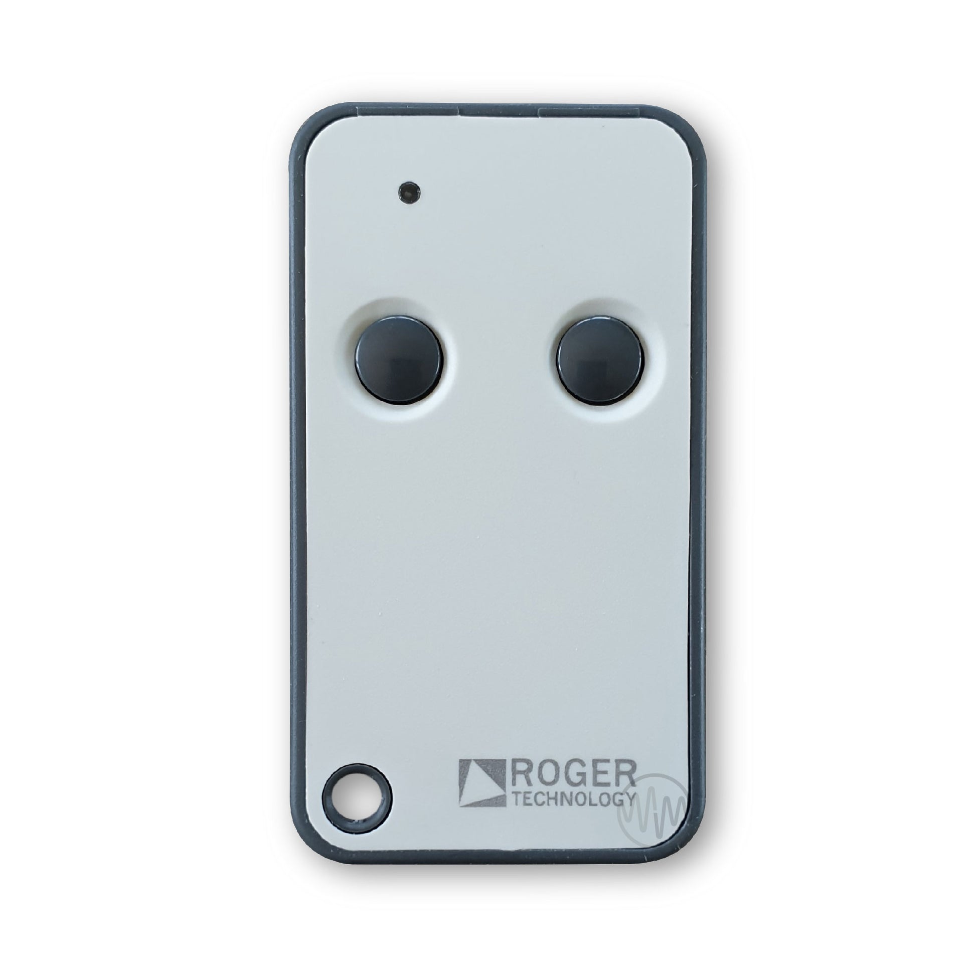Roger dark & light grey gate remote with 2 circle dark grey buttons