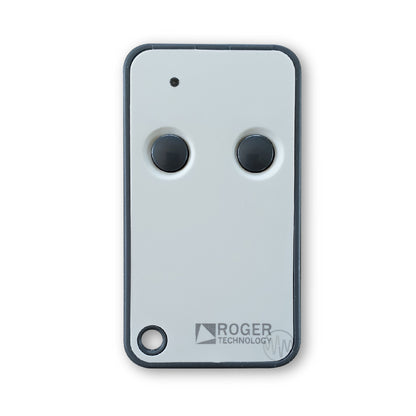 Roger dark & light grey gate remote with 2 circle dark grey buttons