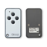 Roger dark & light grey gate remote with 4 circle dark grey buttons front & back view